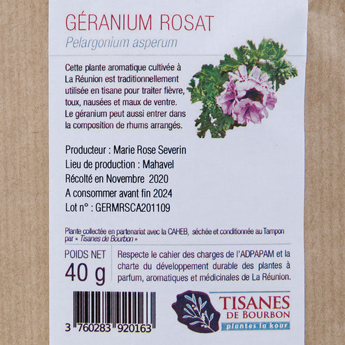 Tisane naturelle - Géranium rosat de la Réunion
